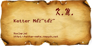 Ketter Máté névjegykártya
